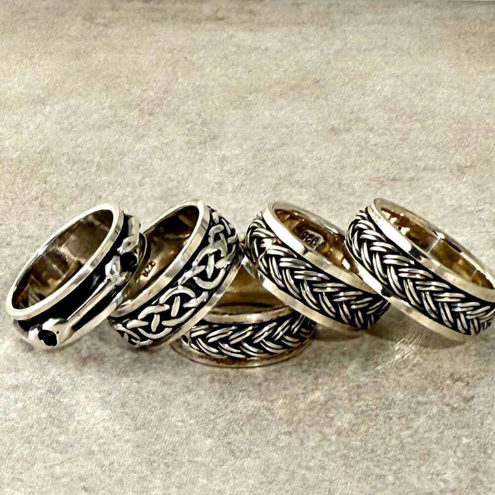 Wholesale Lot of Sterling Spinner Rings with Celtic Patterns